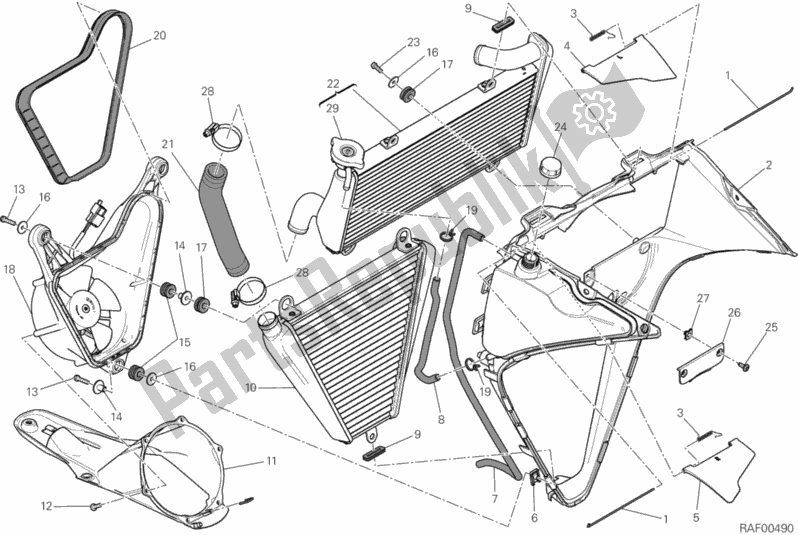 Todas as partes de Refrigerador De água do Ducati Superbike 899 Panigale ABS 2014